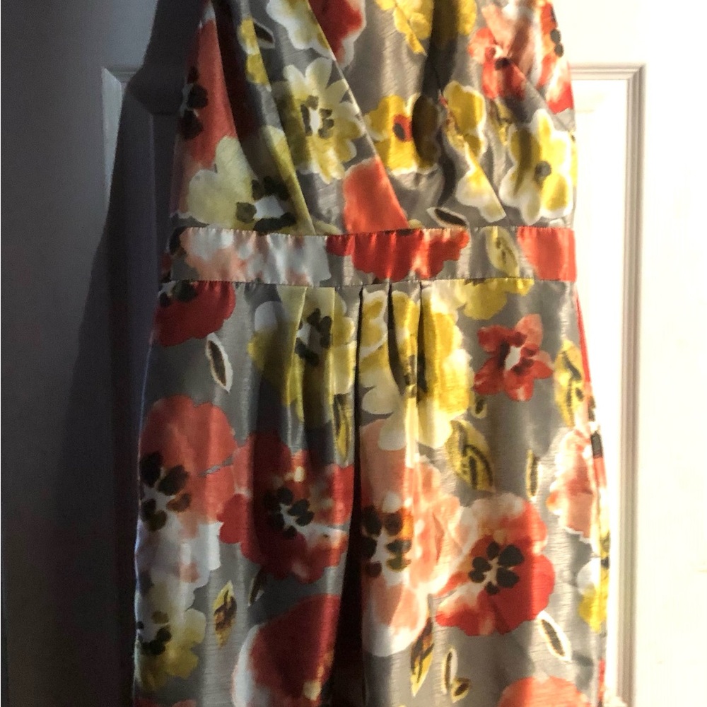 Kim Rogers Multicolor Floral Dress with Coral Lining